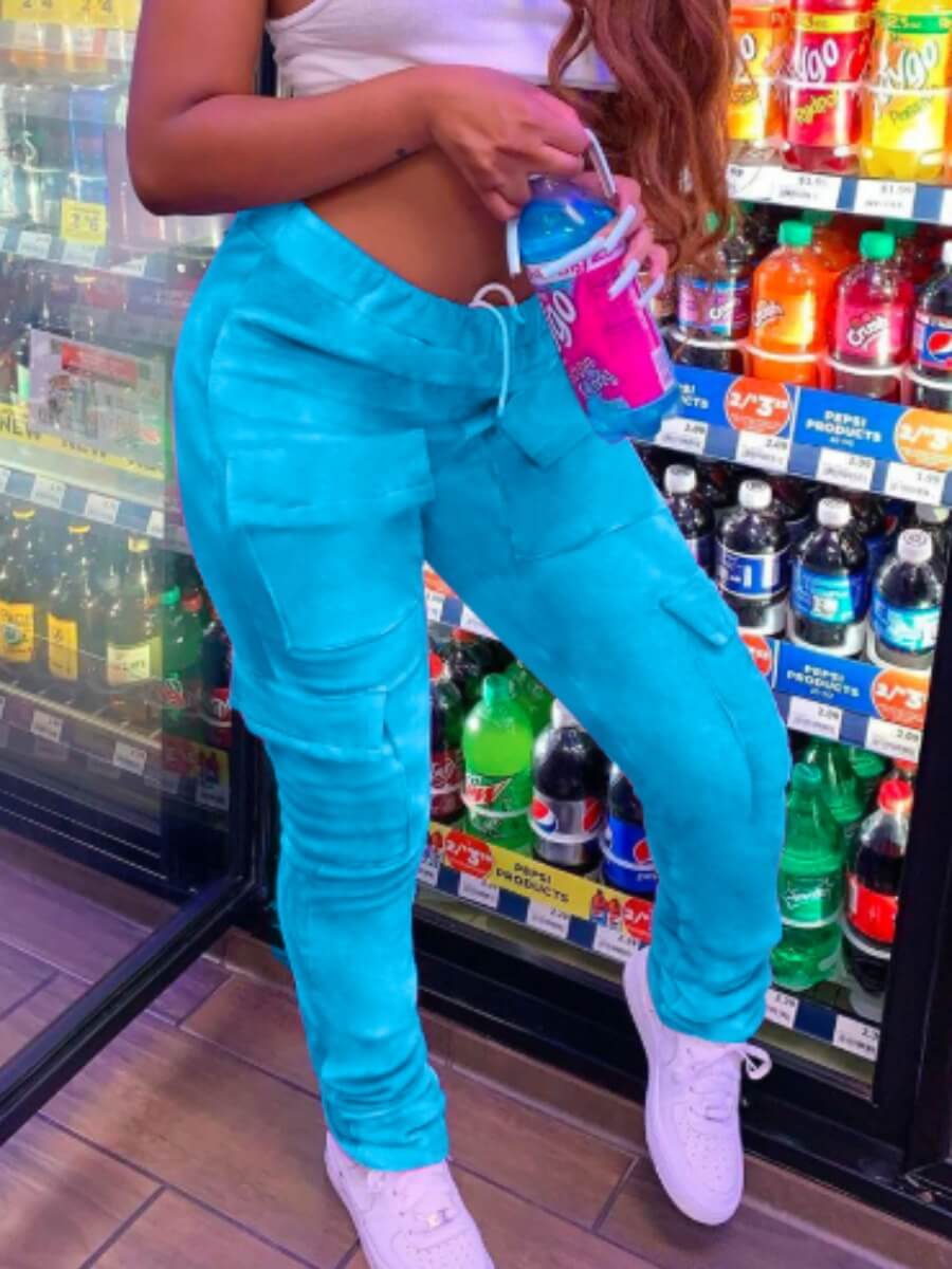 

Lovely Street Pocket Patched Blue Pants