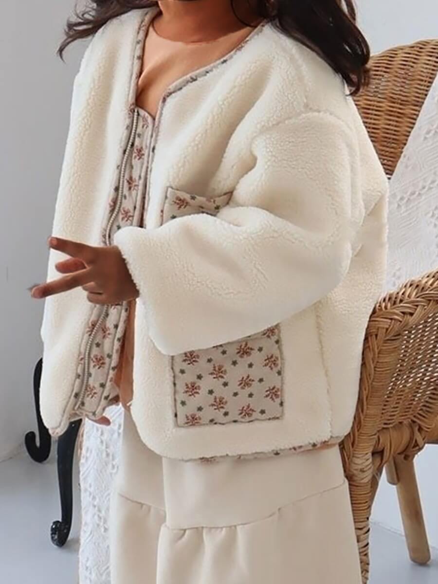 

Lovely Casual Print Patchwork Beige Girl Coat