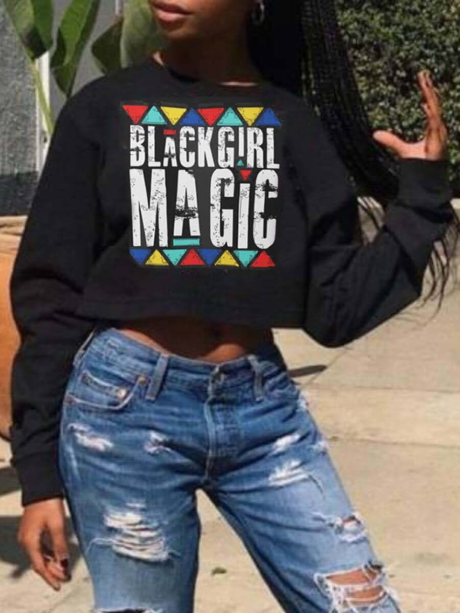 

Lovely Casual O Neck Letter Print Black Hoodie