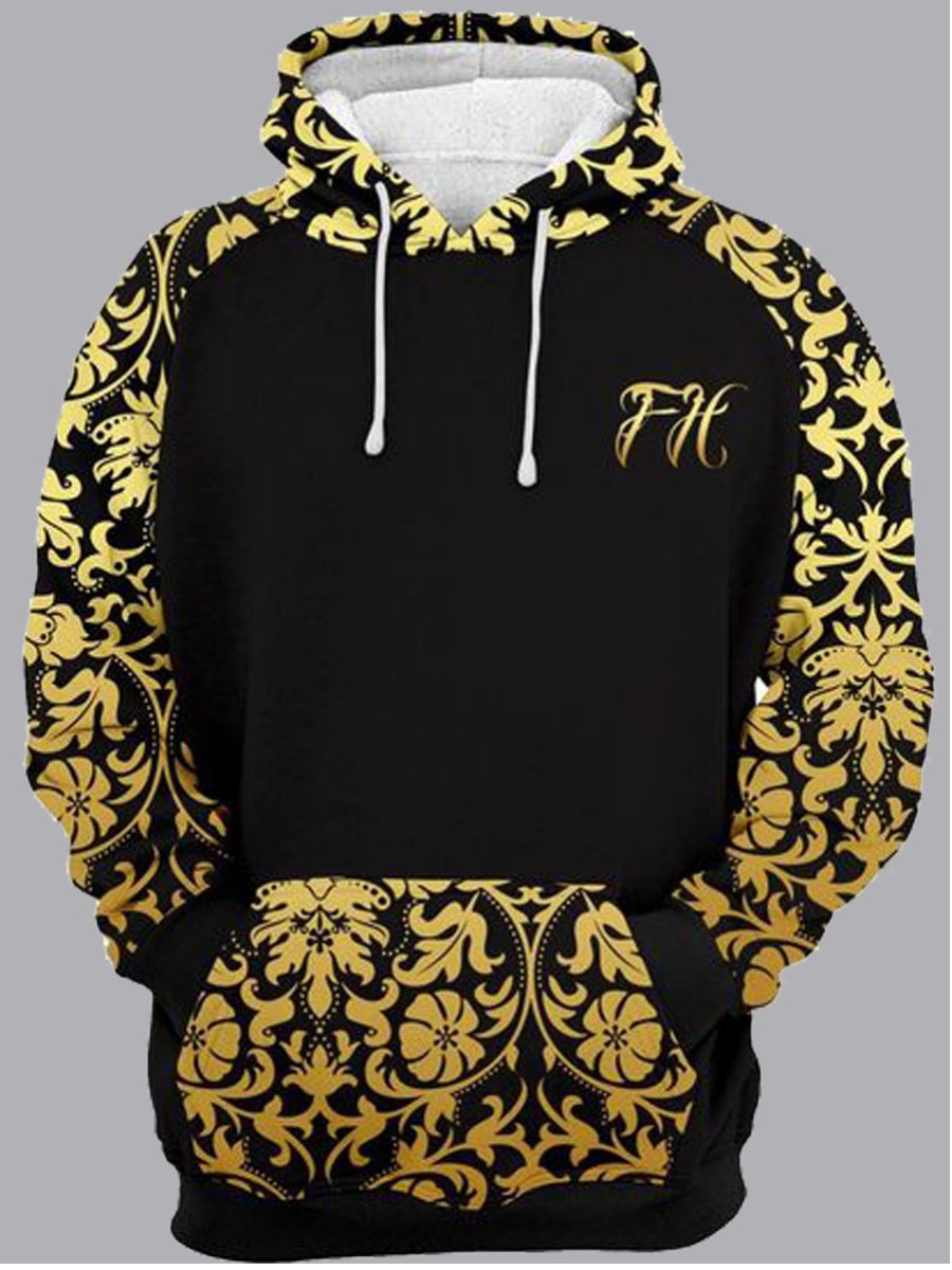 

lovely Casual Hooded Collar Print Patchwork Black Men Hoodie
