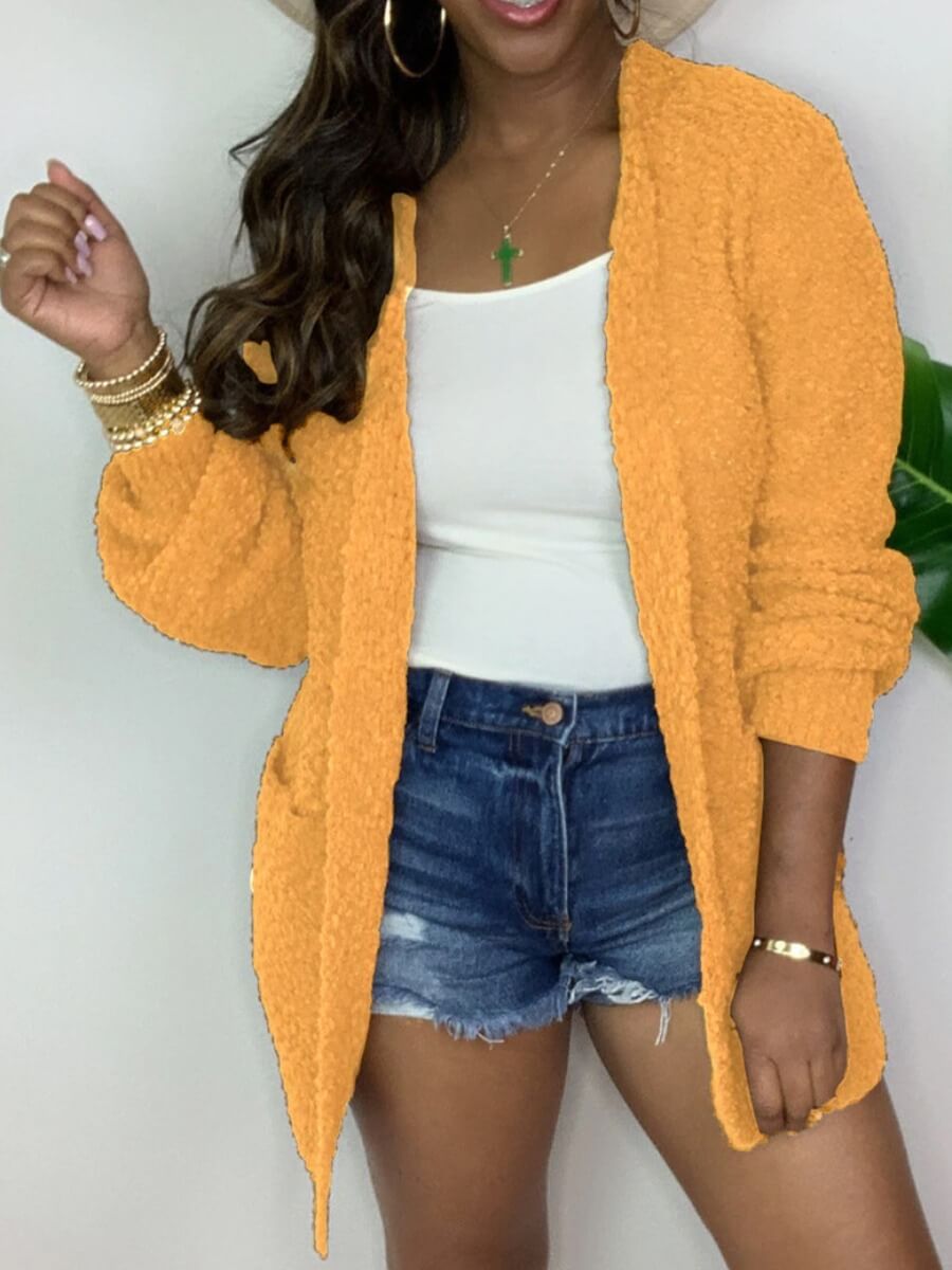 

Lovely Casual Loose Yellow Coat