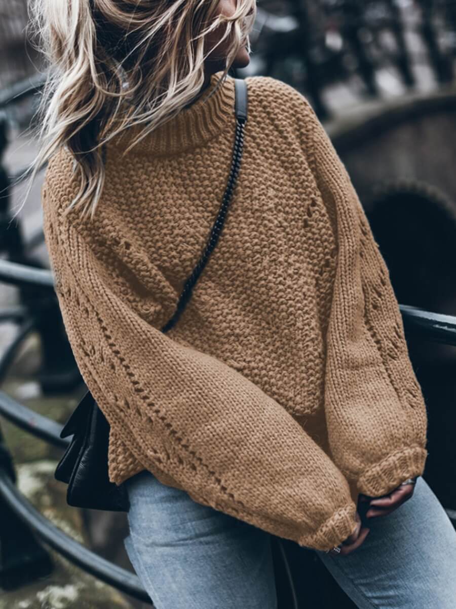 

Lovely Casual O Neck Hollow-out Yellow Plus Size Sweater