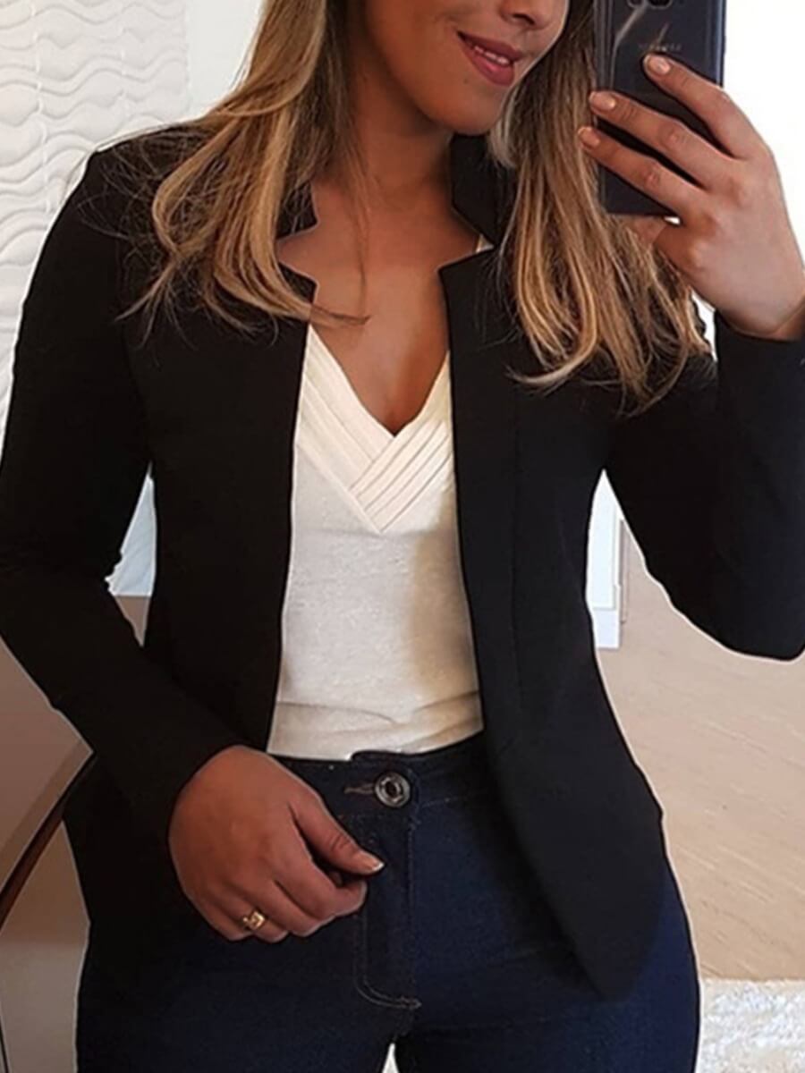 

Lovely Stylish Basic Black Plus Size Coat