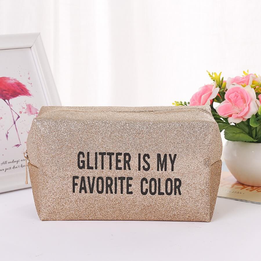 

Lovely Casual Letter Gold Makeup Bag