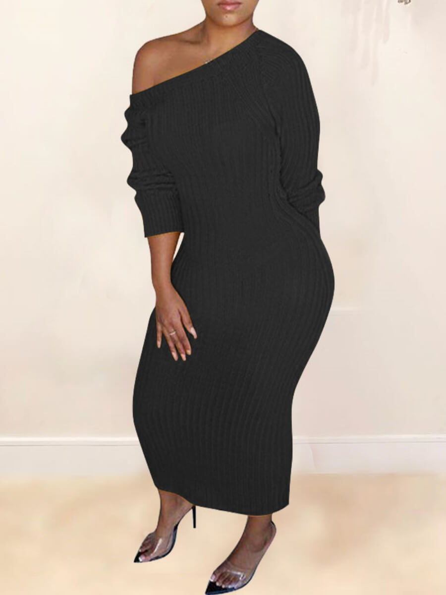 

Lovely Sexy Hollow-out Knot Design Black Ankle Length Dress