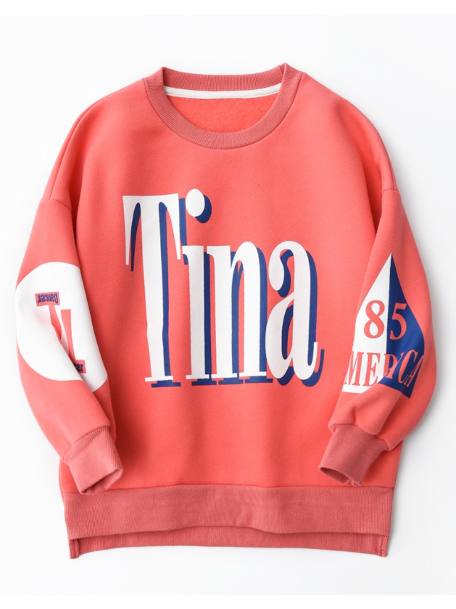 

lovely Casual O Neck Letter Print Pink Girl Hoodie