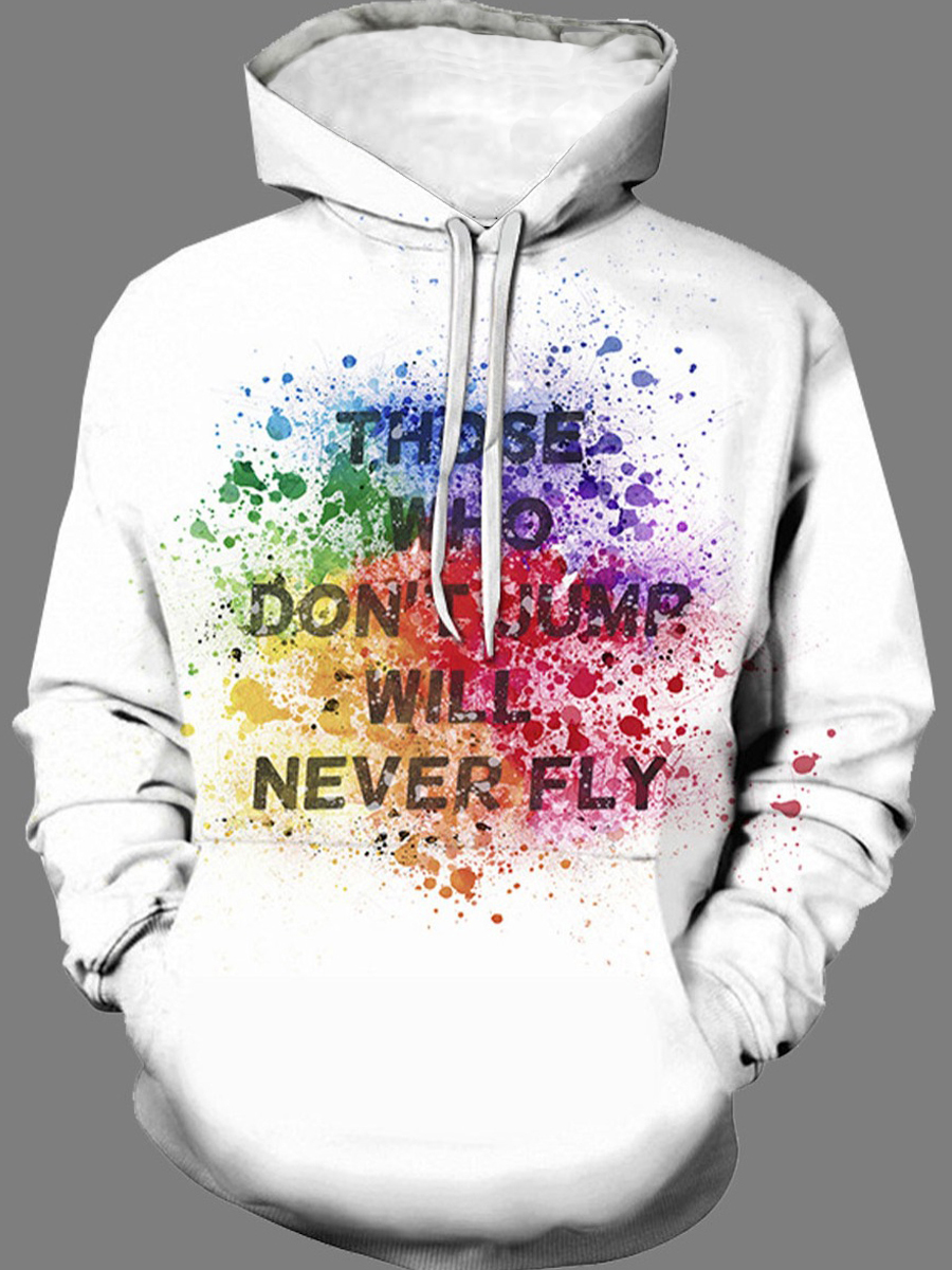 

Lovely Leisure Hooded Collar Letter Print White Men Hoodie