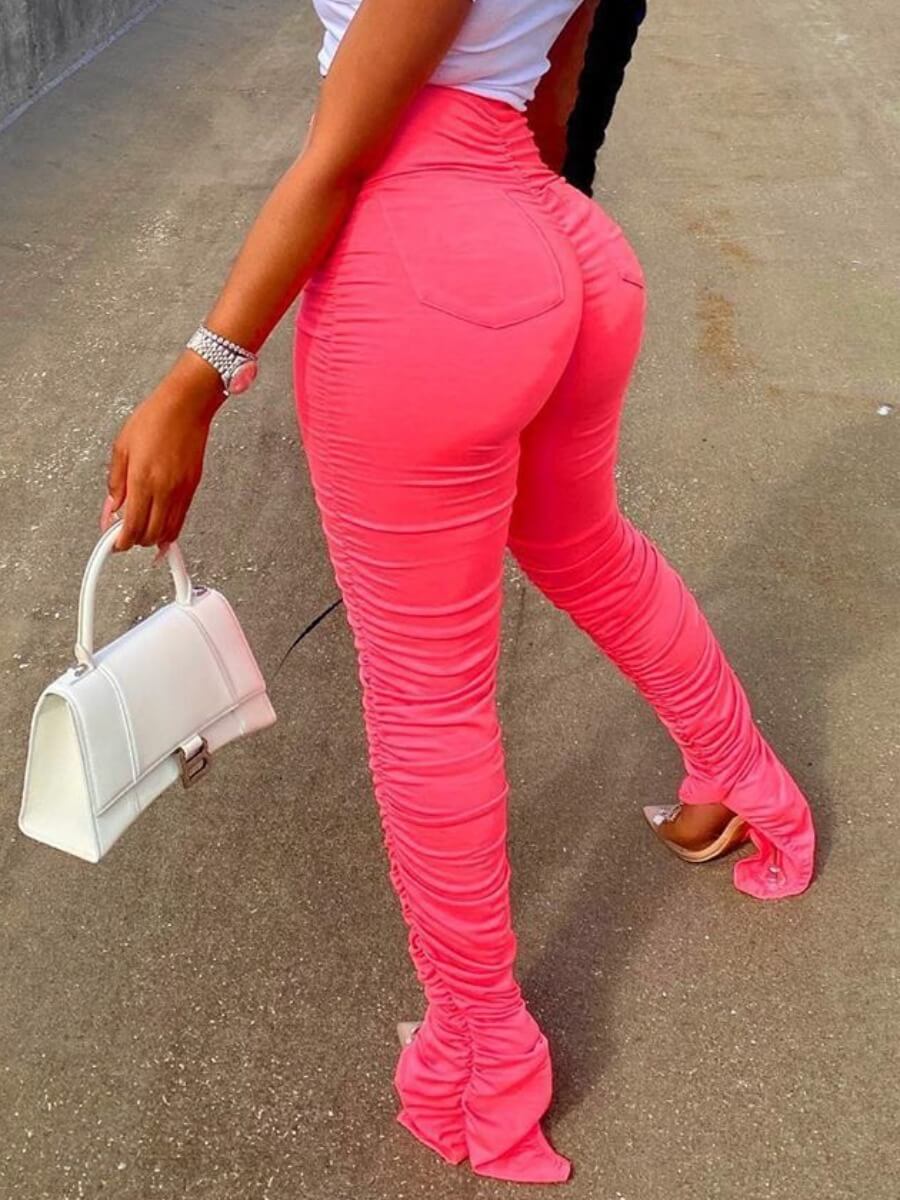 

Lovely Street Fold Design Rose Red Pants