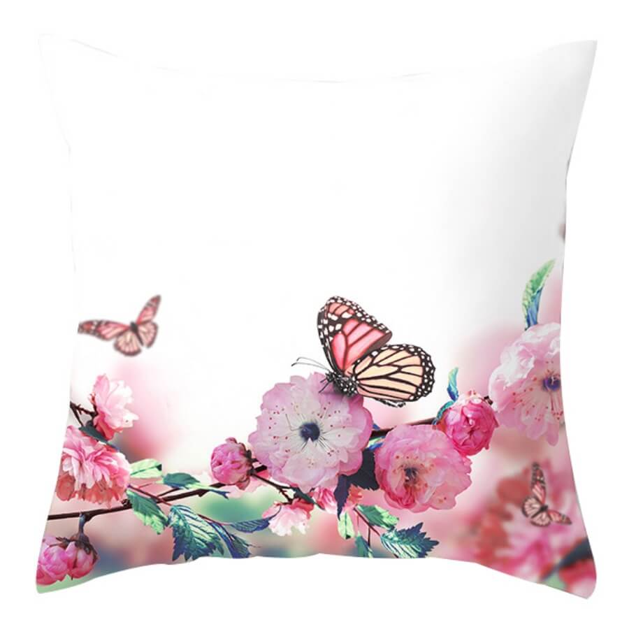 

Lovely Stylish Plants Print Pink Decorative Pillow Case