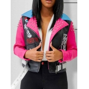 Lovely Chic Patchwork Black PU Plus Size Jacket