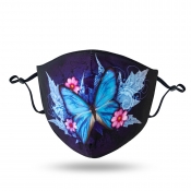 Lovely Butterfly Print Blue Face Mask