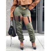 LW SXY Street Fold Design Hollow-out Army Green Pa