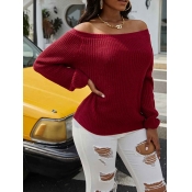 lovely Casual Basic Wine Red Sweater