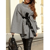 Lovely Casual Grid Print Asymmetrical Black And Wh