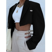 lovely Stylish Turn-back Collar Black Short Blazer