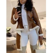 Lovely Stylish Turndown Collar Zipper Design Asymm