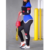 LW Crop Top Patchwork Pants Set