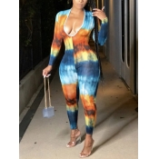 LW COTTON V Neck Tie-dye Jumpsuit