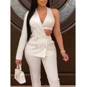 lovely Sexy One Shoulder Asymmetrical White Blazer