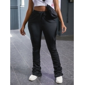 Lovely Street Fold Design Black Pants