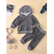 lovely Casual Hooded Collar Patchwork Grey Boy Two