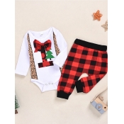 lovely Casual O Neck Print Red Boy Two-piece Pants