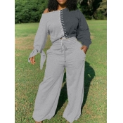 Lovely Casual Patchwork Bandage Design Grey Two Pi