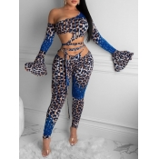 lovely Trendy Leopard Print Bandage Design Blue Tw