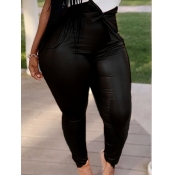 LW Plus Size Street Lace-up Skinny Black Pants