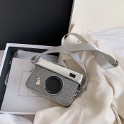lovely Chic Camera Silver Crossbody Bag
