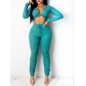lovely Leisure Fold Knot Design Green Two Piece Pa