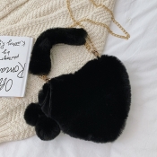 Lovely Trendy Heart Chain Strap Black Crossbody Ba