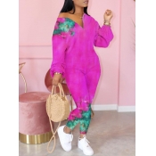 Lovely Trendy Tie-dye Skinny Purple One-piece Jump