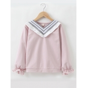 Lovely Casual O Neck Patchwork Pink Girl Hoodie