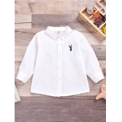 Lovely Stylish Shirt Collar Print White Boy Shirt