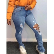 Lovely Street Broken Holes Blue Jeans