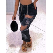 Lovely Casual Hollow-out Dark Blue Jeans