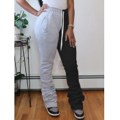 Lovely Street Patchwork Fold Design Grey Pants