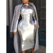 Lovely Sexy Half A Turtleneck Basic Skinny Silver 