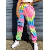 Lovely Casual Tie-dye Loose Pink Plus Size Pants