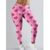 Lovely Sportswear Print Skinny Pink Plus Size Pant