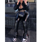 LW Faux Leather Crop Top Pants Set