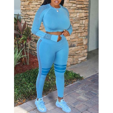

LW Striped Crop Top Pants Set, Blue