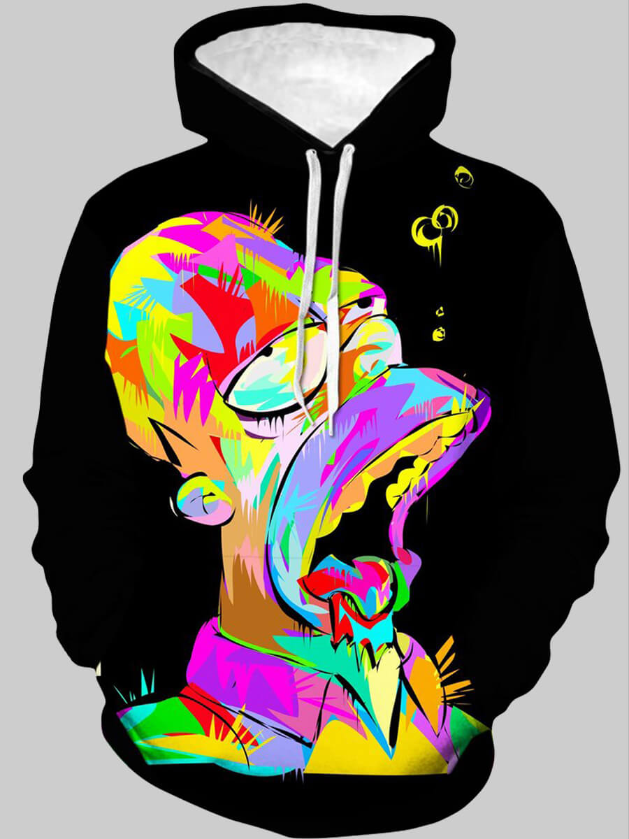 

Lovely Casual Hooded Collar Print Black Men Hoodie
