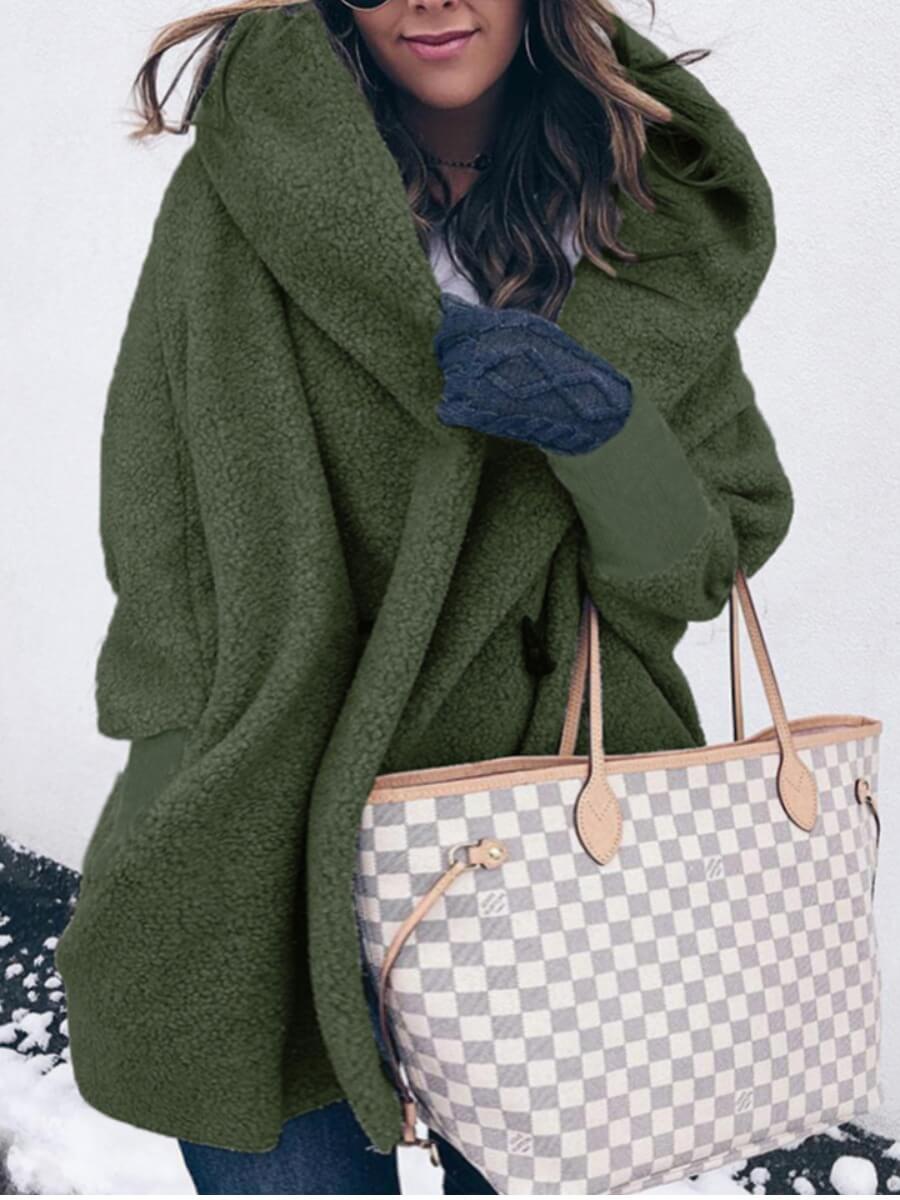 

Lovely Casual Lamb Fleece Green Plus Size Coat