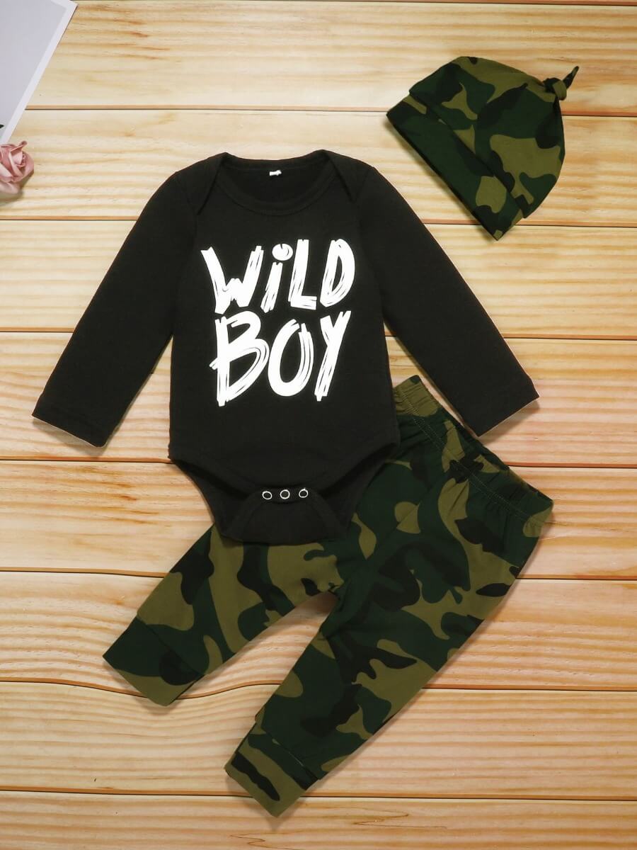 

Lovely Casual O Neck Letter Print Black Boy Two-piece Pants Set
