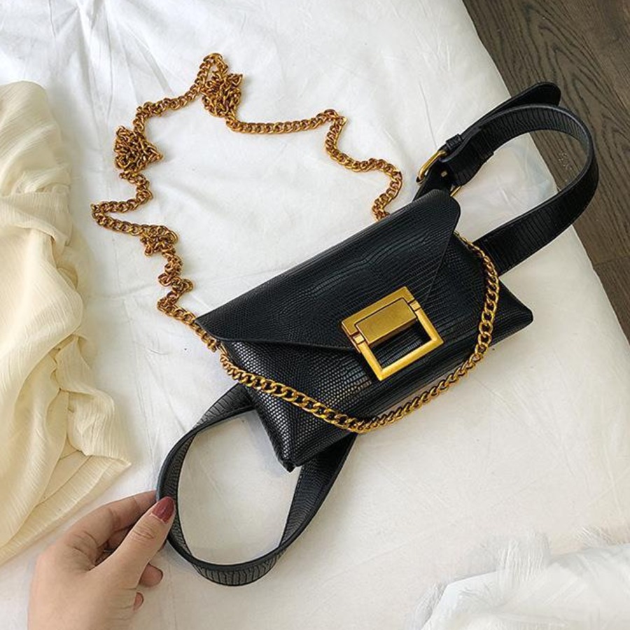 

Lovely Stylish Chain Strap Black Crossbody Bag