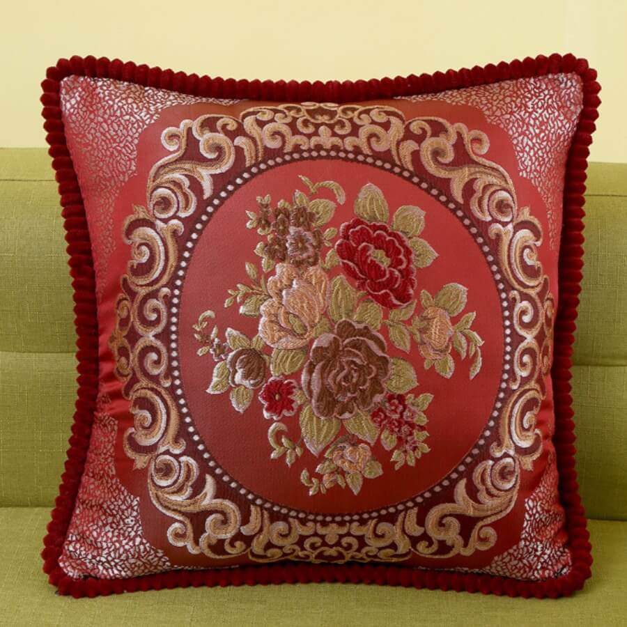 

Lovely Cosy Print Red Decorative Pillow Case