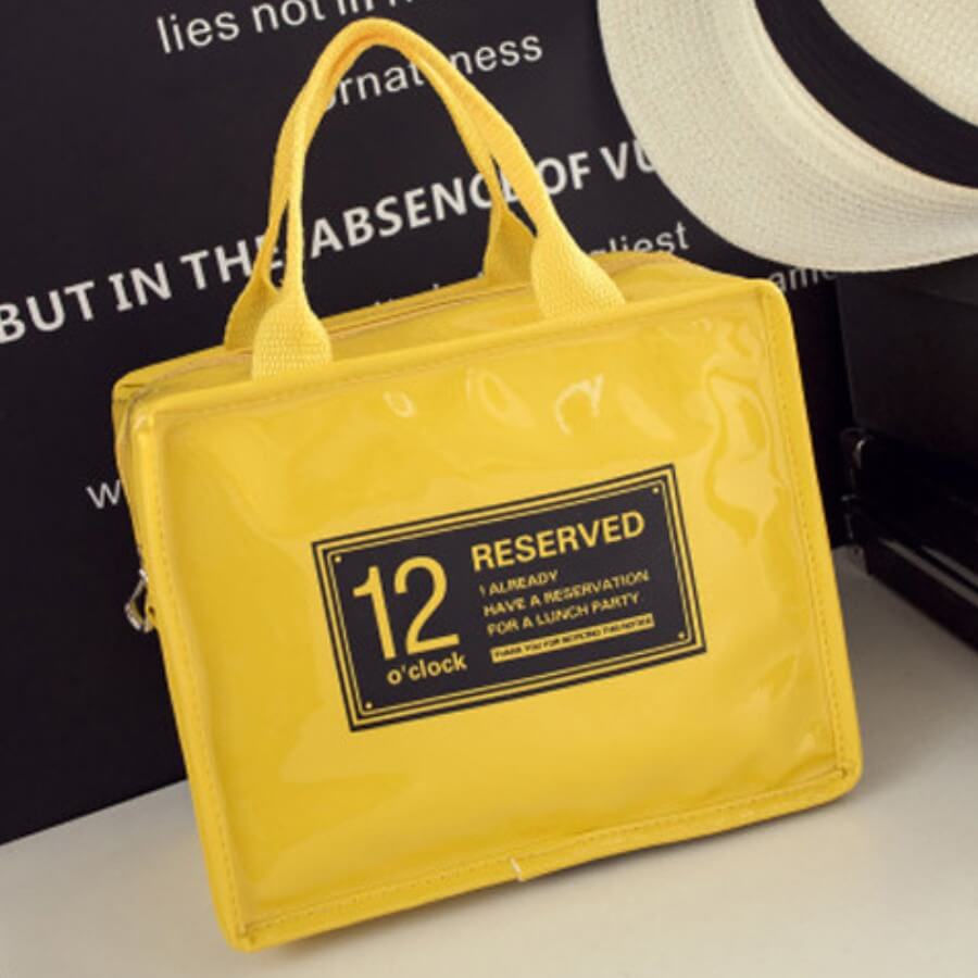 

Lovely Leisure Letter Print Yellow Box Bag