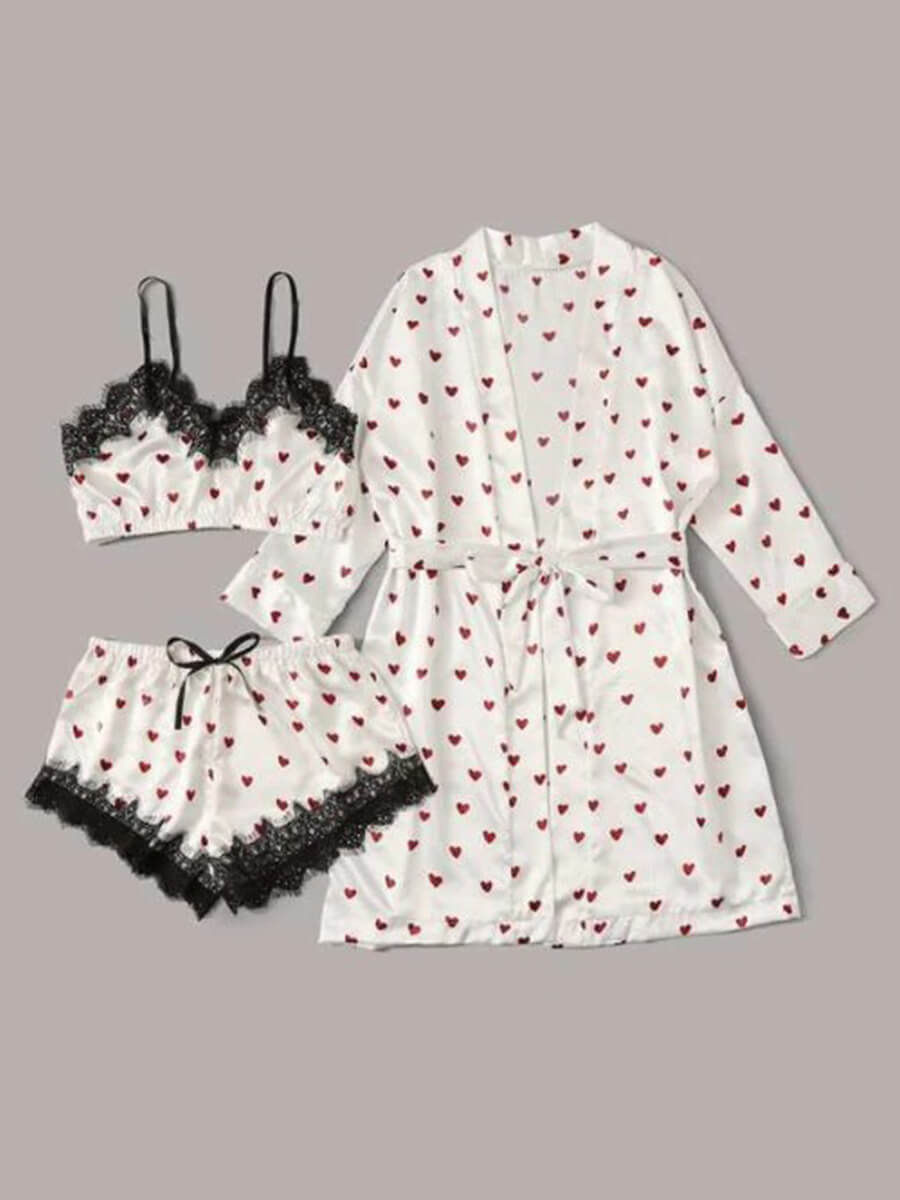 

Lovely Casual Lace Patchwork White Sleepwear